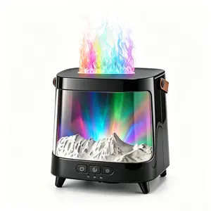 PUKOMC 300ML Ultrasonic Cool Mist Fireplace Aroma Diffuser - Flame Humidifier with Remote Control, Aurora Mood Light, Timer, for Bedroom, Home Decor, Summer Vibes Aromatherapy Machine