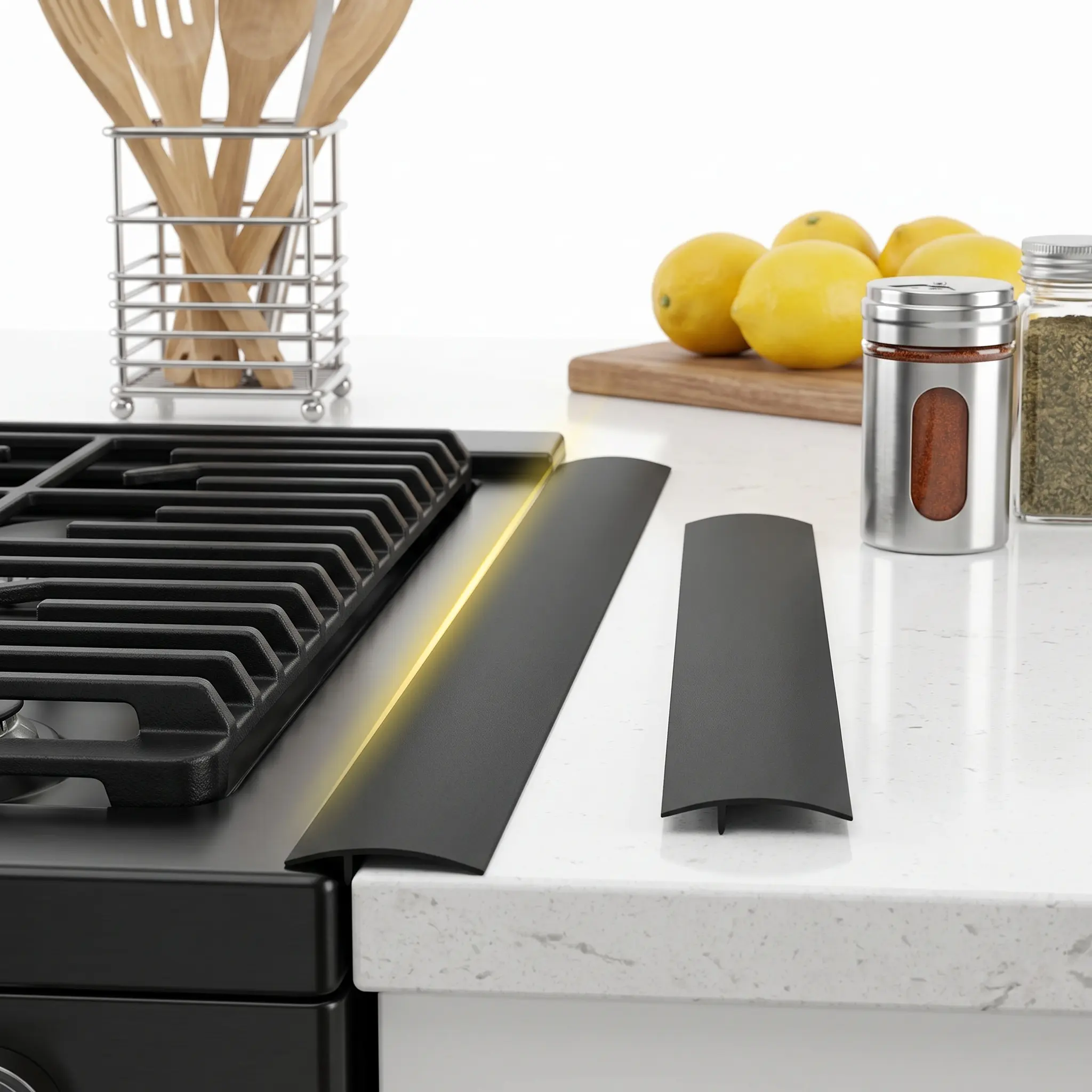 2-Pack 21-Inch Silicone Stove Counter Gap Covers, Flexible Non-Slip Heat-Resistant Gap Guard Sealers, Debris Blocker, Dust/Spill Prevention, Wipes Clean with Damp Cloth, Dishwasher Safe, Easy to Install Kitchen Hardware