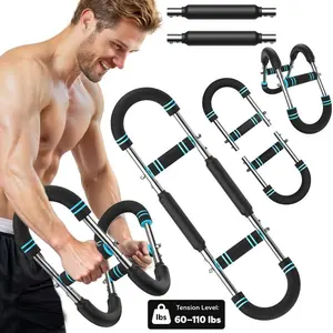Adjustable Power Twister Bar for Arm Trainer, Chest and Arm Strength Training Equipment for Men, Portable Upper Body Workout Machine for Home Gym Fitness, Shoulder Muscle Training, Portable Spring Resistance, Pro Arm Trainer