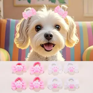 4Pcs Cute Dog Hair Clips Bow Ties Soft on Fur for Long-Haired Dogs Daily Grooming & Party Decoration