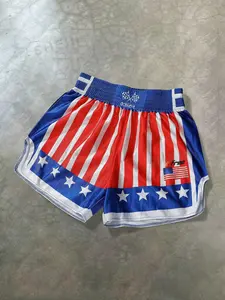 Unisex American Flag Boxing Trunks, Retro Striped Star Fight Shorts for Boxing, Gym, Combat Sports & Workout