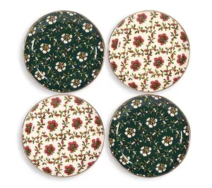 Vera Bradley Ceramic Coaster Set, Mistletoe Lattice