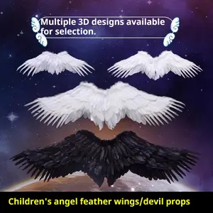 Large children's angel feather wings as a back decoration for flower girls, girls' and boys' birthday party decorations, fairy princess performance props