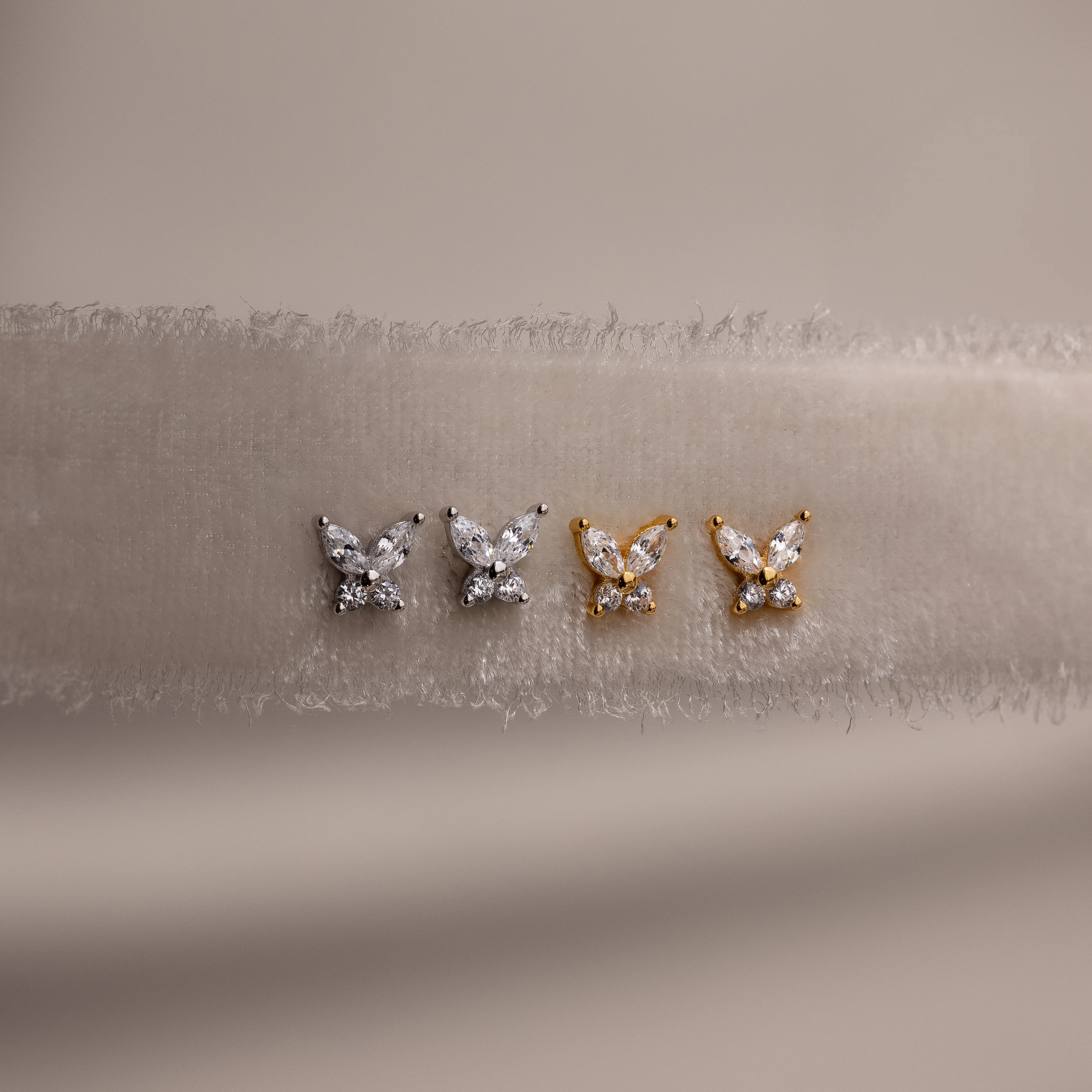 Butterfly Diamond Studs by Caitlyn Minimalist - Dainty Crystal Butterfly Earrings - Cute Nature Jewelry - Gift for Daughter