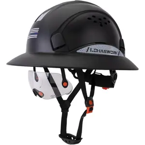 Full Brim Work Cap with Visor, Vented Adjustable Lightweight Headwear, Chin Strap, Reflective Outdoor Cap for Men Women DIY Farm Warehouse