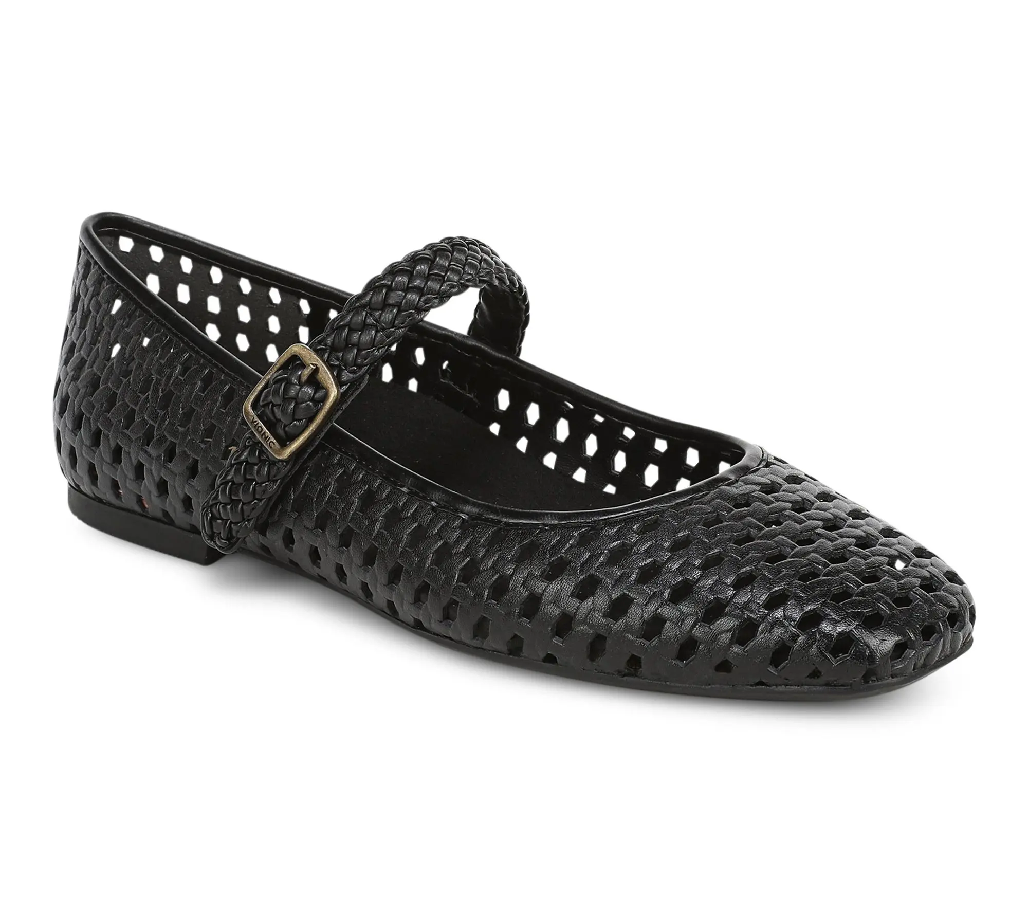 Vionic Leather Adjustable Mary Janes - Alameda Woven