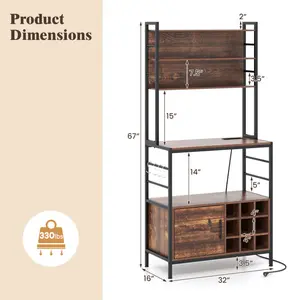 COSTWAY - Coffee Bar Cabinet with Classified Storage and Wine Bottle Holders