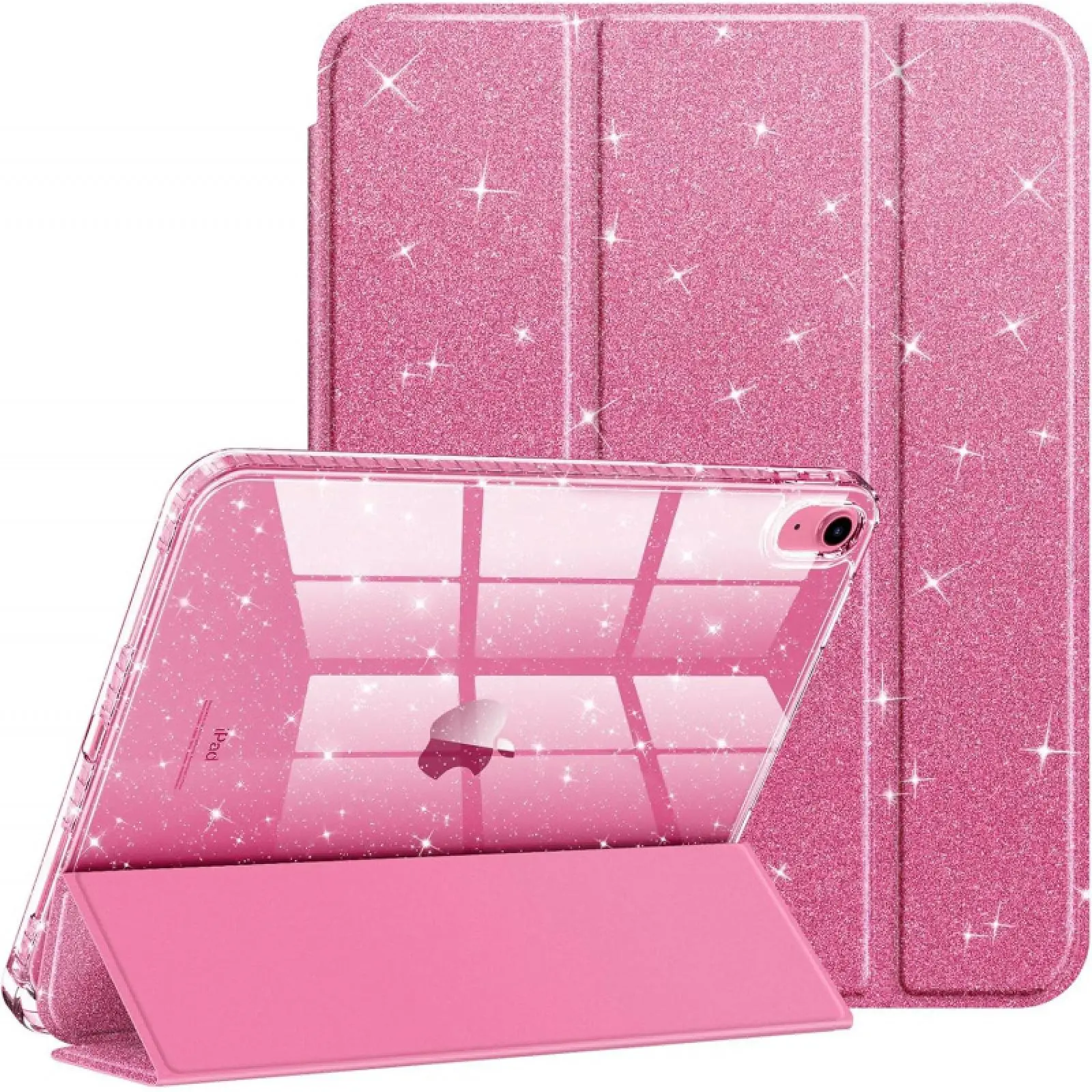 iPad Case for 10.9 Inch 10th 11th Gen Tablet Cute iPad Decor Crystal Clear Protection Casing with Shiny Sparkle Glitter Smooth Finish Pencil Holder Auto Wake Sleep Cover