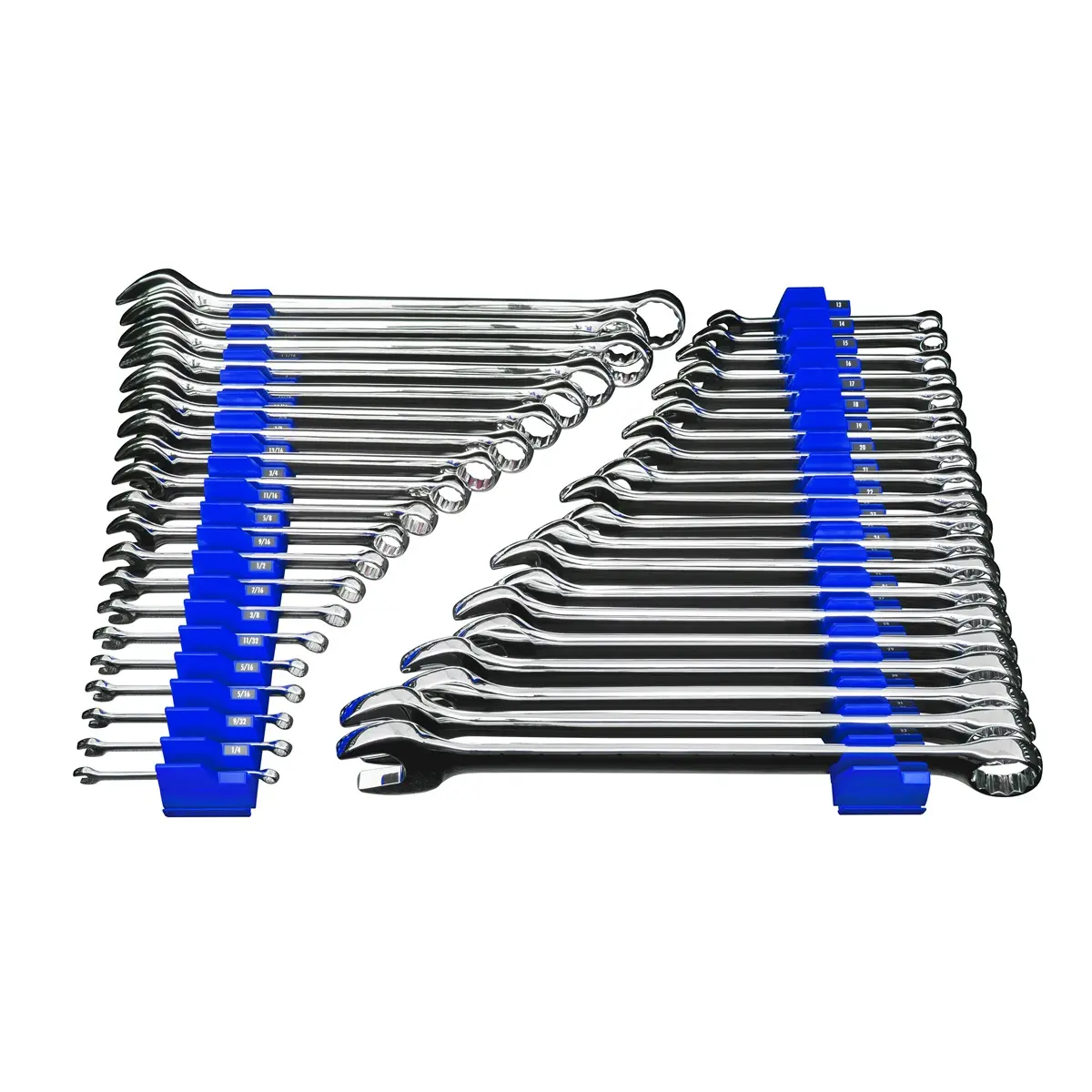 212 MAIN 40-Tool Modular Wrench Pro Set - Blue Hex Combination, Ratchet & Long Wrench Set, Space-Saving Design, Label Stickers Included, Wide Size Range, Upright Fit, Hex Combination Wrench