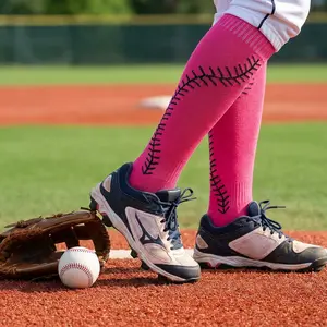 Women's and Youth Girls' Knee High Athletic Softball Baseball Football Socks with Stitches - Comfortable Breathable Performance Socks for Sports Training Games Practice, Durable Soft Fabric, Supportive Fit, Team Sports Accessories