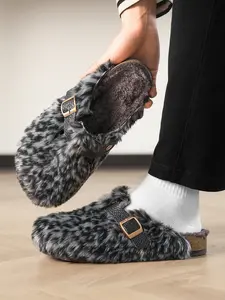 Women Men High-Quality Faux Fur Mules, Fur Slides, Classic Animal Pattern, Wide Fit Leopard Design, Perfect Holiday Gift, Warm Winter Shoes