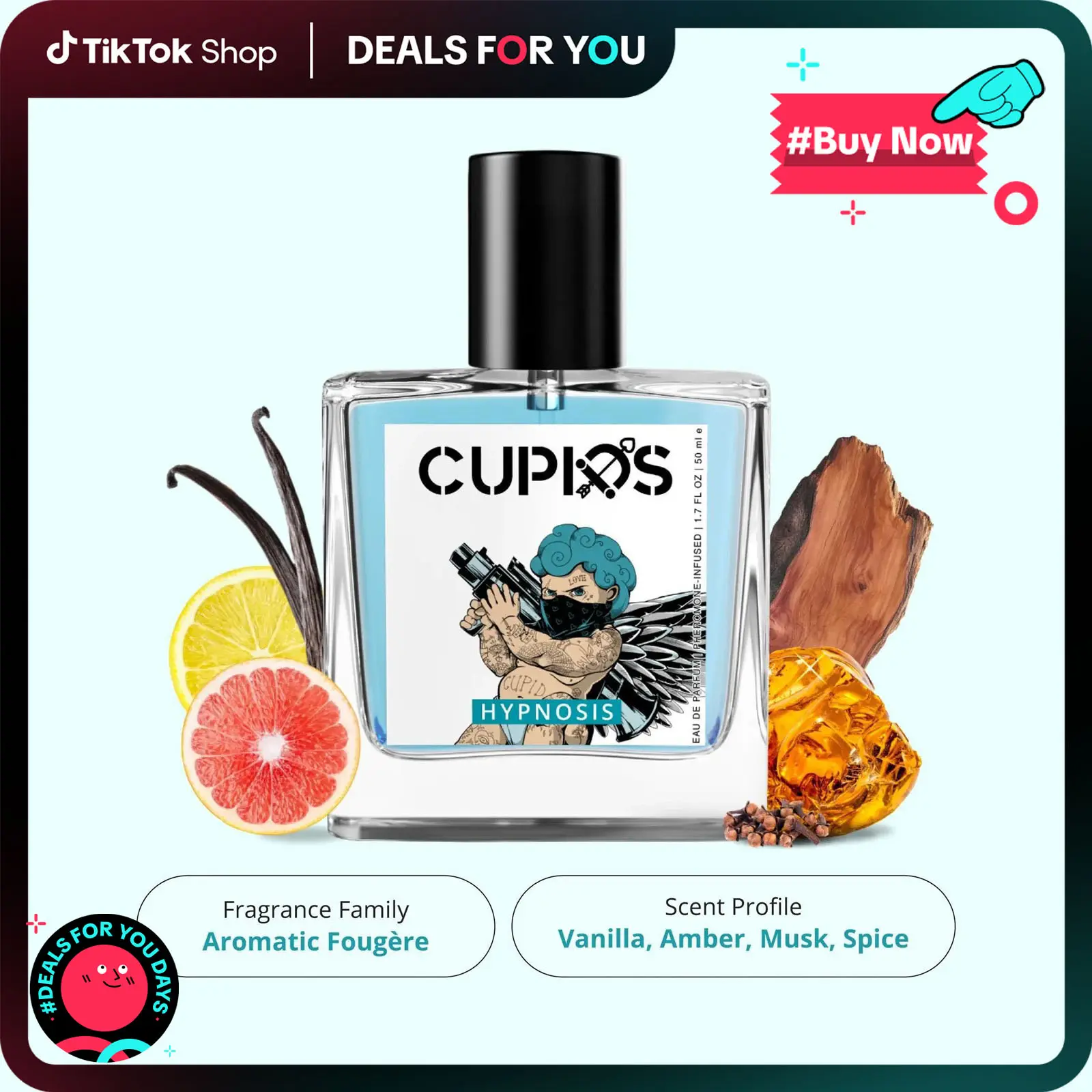 【Dealsforyoudays promote】Cupid Cologne for Men, 50 ml/1.7 fl.oz Mens Cologne, Cupid Hypnosis Pheromone Cologne for Men,Men's Cupid Pheromones Perfume, Men's Lasting Romantic Perfume