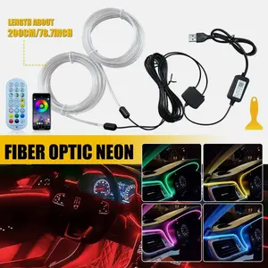 LED Car Interior Strip Light Atmosphere Neon Glow APP-Control Ambient Light Kit with Music Sync Feature & Dual Control Options for Stylish Car Decoration