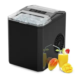Countertop Ice Maker, Portable Ice Machine Self-Cleaning with Scoop, Basket and Handle, 9 Cubes in 6 Mins, 2 Sizes of Bullet Ice