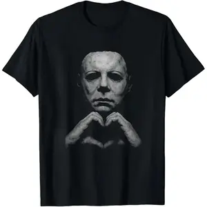Michael Myers Heart Shirt Horror Movie Tee Halloween Gift Slashers Tshirt Retro Graphic Spooky Season Unisex T-shirt O-Neck Short SleeveTechV