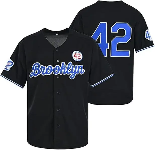 Men's #42 Jackie Robinson Commemorative Vintage Baseball Jersey, American Retro Hip Hop Boyfriend Style, Athletic Classic U-Stitched Outfit with Custom Slipknot Embroidery for Halloween, American Retro Baseball, Athletic Jersey Baseball