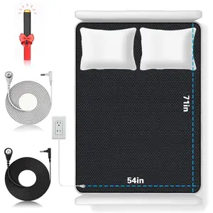 Grounding Mat for Bed with 2 Grounding for Improving Sleep, Grounding Sheet for Pain & Stress Relief,, Grounding Mat for Men with Test Pen