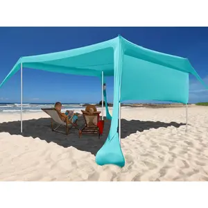 Beach Canopy Tent Shade with Sidewalls 10x10FT, 6.6FT Tall, UPF50+ Sun Shelter, Windproof & Water Resistant, Includes Guylines Sand Shovel Stability Poles, Easy Up for Beach Outdoor Camping Backyard