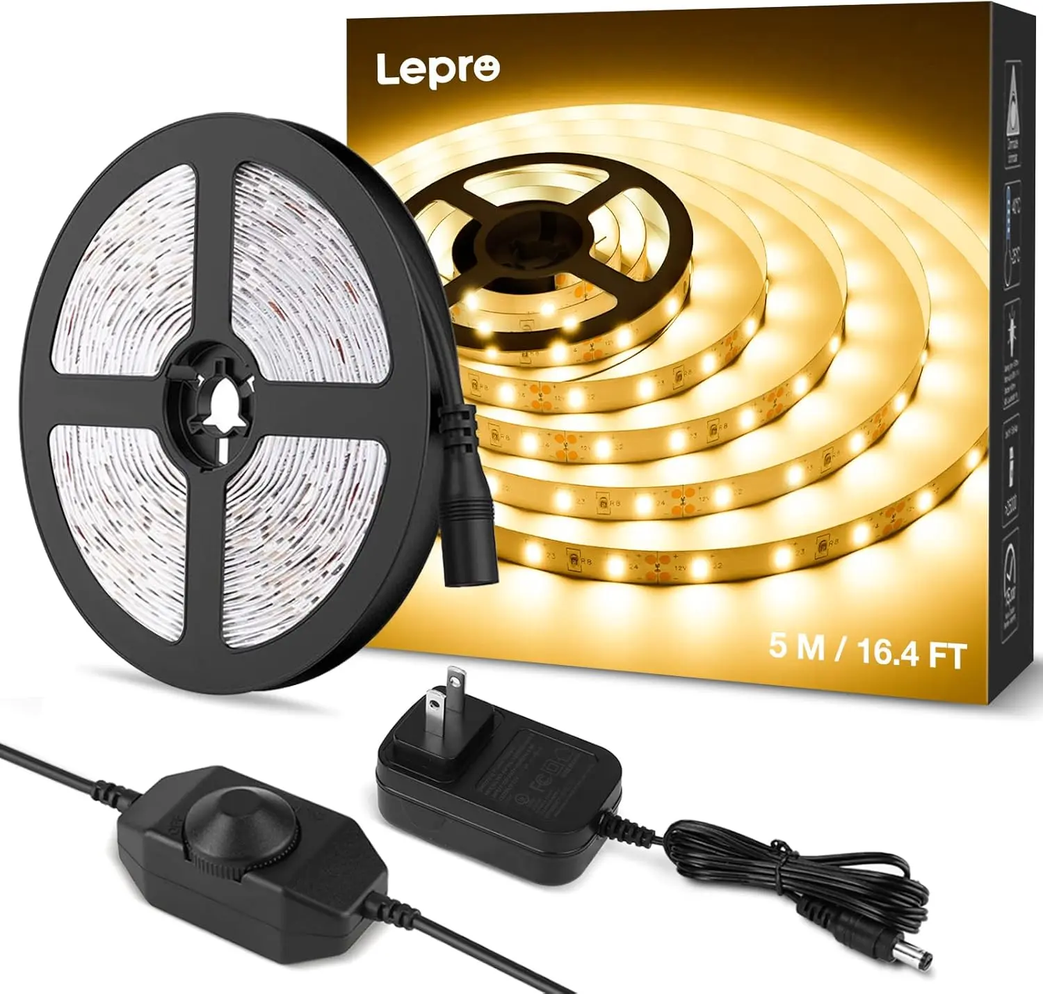 LEPRO LED Light Strips, 16.4Ft Dimmable 3000K Warm White Vanity Tape Lights, 300 SMD 2835 Super Bright LEDs, Strong 3M Adhesive, Ideal for Home, Under Cabinet,dorm essentials,home decor,home essentials,camping essentials