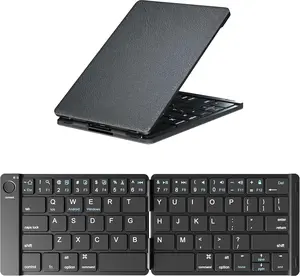 Foldable Bluetooth Keyboard - Portable Wireless Keyboard with Rechargeable Full Size Ultra Slim Folding Keyboard Compatible iOS Android Windows Smartphone Tablet and Laptop-Black