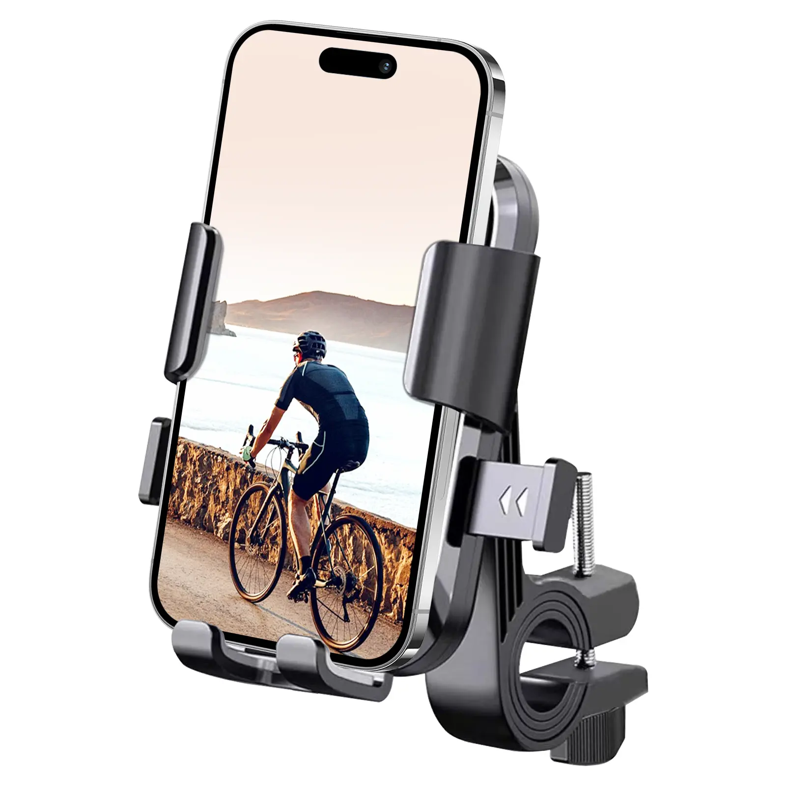 Bike Phone Mount Holder for Electric Scooter, Motorcycle & Ebike – Universal Handlebar Cell Phone Holder, Anti-Shake Design, Easy Install Landscape Grip Adjustable Durable bikes Smartphone Cellphone quick installation