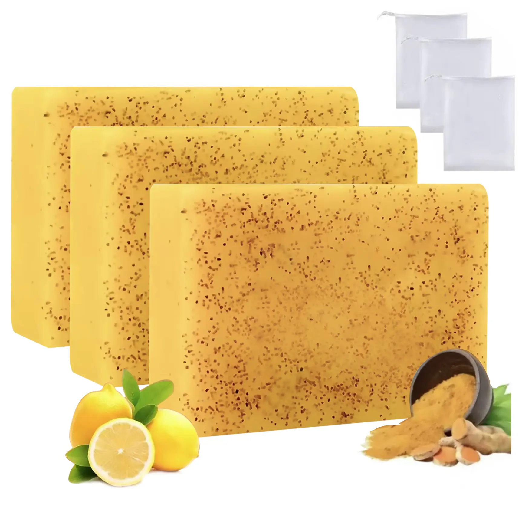 Lemon Turmeric Bar Soap - Body Care Cleanser for All Skin Types, Face and Body Use Glowing Skin Soap Body Wash