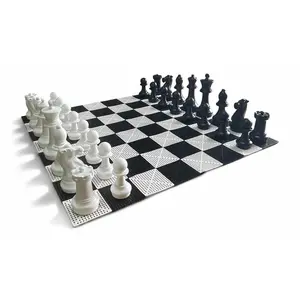 MegaChess 16 Inch Plastic Giant Chess Set With Commercial Grade Roll-up Chessboard