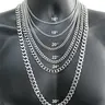 3/5/7/9/11mm Stainless Steel Silver Color Cuban Curb Chain Necklace Choker 16-30" for Men Women Daily Jewelry Christmas Gift