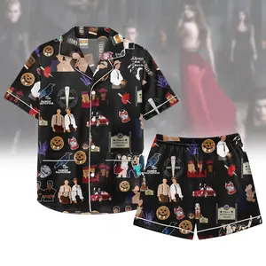 The Vampire Diaries Pajamas Set, Damon Salvatore Sleepwear, Mystic Falls Loungewear for Women and Men, TV Series Gift for Fan