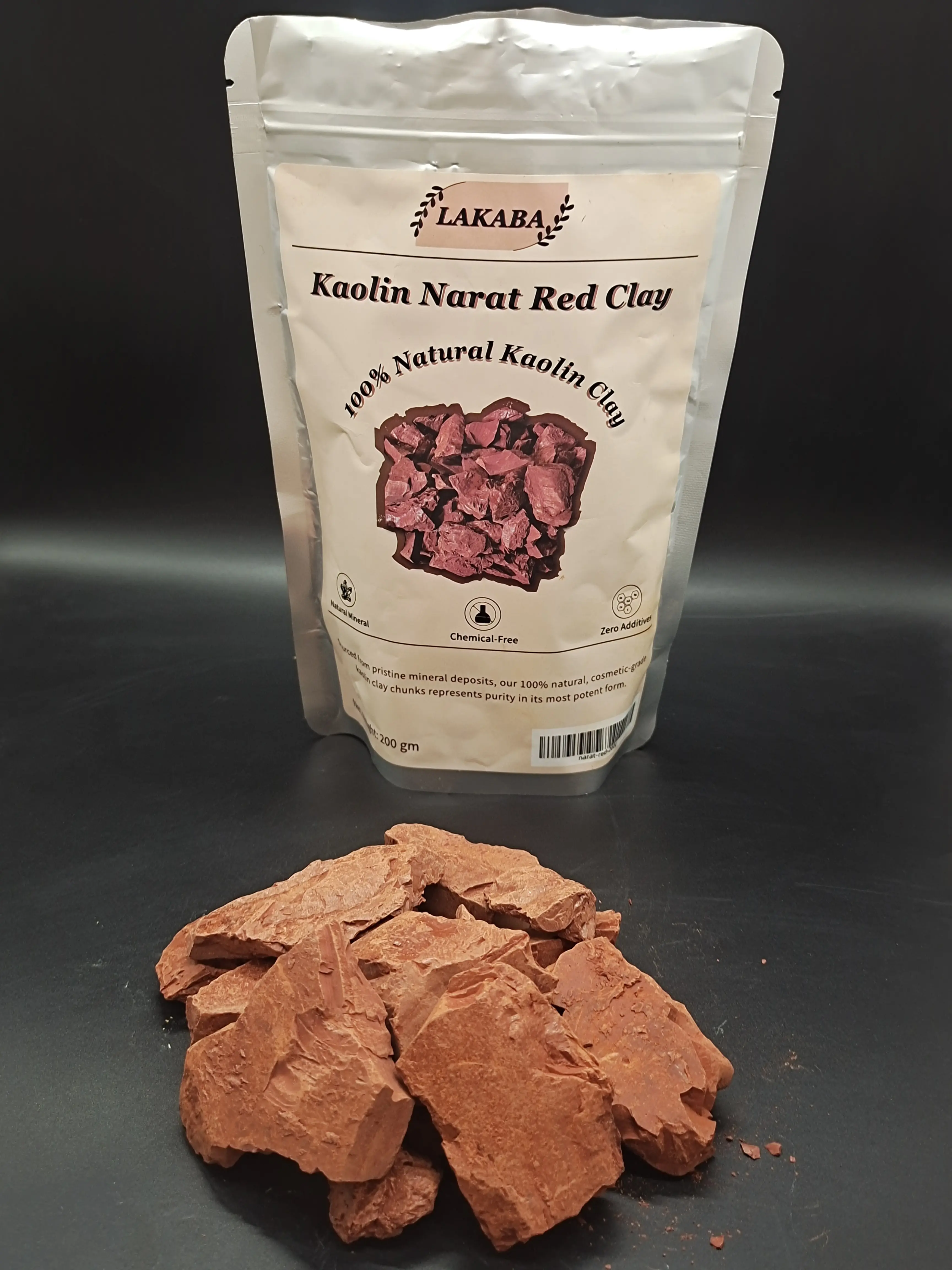 Lakaba 200g/7oz 100% Natural Chemical-Free Cosmetic Grade Narat Red Clay Mask Powder - Honey-Infused Floral & White Clay Facial Mask Blend, Gentle Daily Oily Skin Cleanser (Blackhead Removal, Oil Control, Radiant Skin)