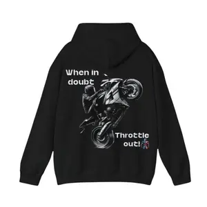 Motorcycle Throttle Out Hoodie, When In Doubt Ride Hard Graphic Hoodie, Motorcycle Hoodie, Motorcycle Enthusiast Gift, Motorcycle Apparel