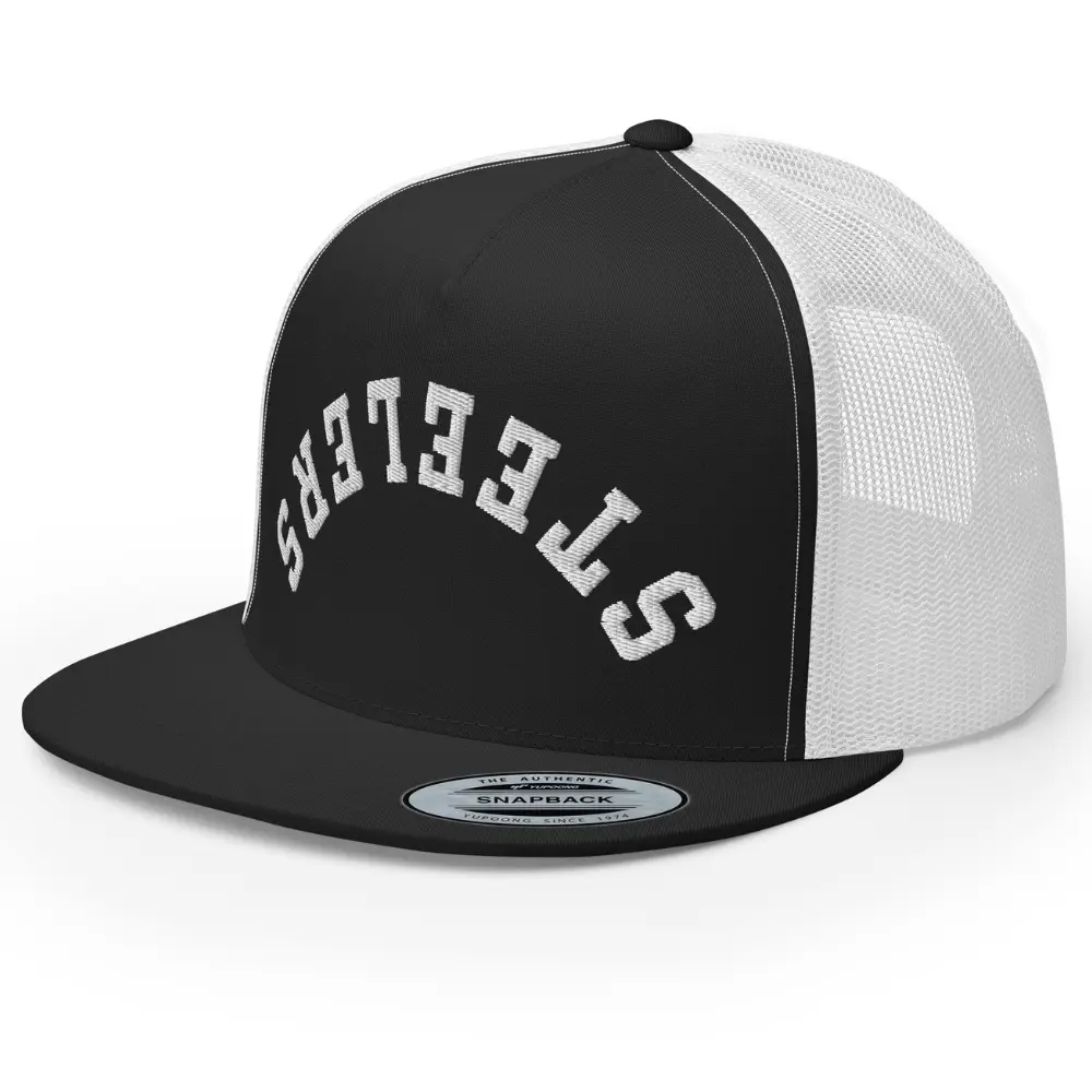 RIVEMUG NX Upside Down Steelers Embroidered Flat Bill Trucker Hat High Crown Adjustable Cap for Men and Women