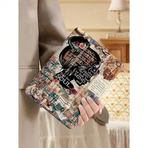 Library Pattern Trifold Flip Case with Pencil Holder | Shockproof Protection | for iPad 10th/11th Gen, 10.2", iPad Pro 11" (2021/2020 & 10th Gen), Galaxy Tab S9 FE+ 12.4" | Slim Lightweight Minimalist Design