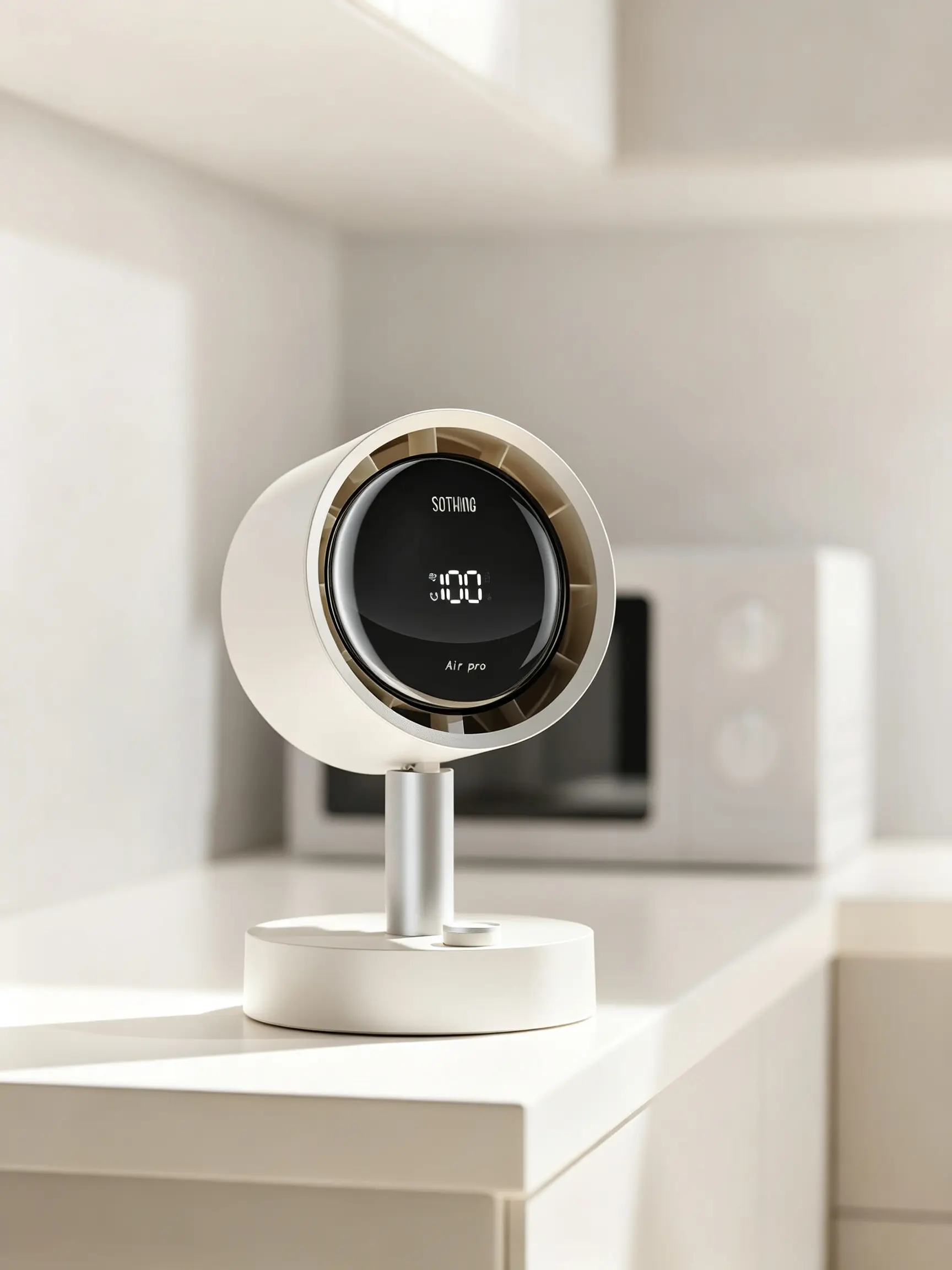 Sothing Table Fan Air Pro, Quiet 120° Oscillating Desktop Fan with Filter & Scent Feature, 100-Speed 30ft/s Airflow, 35dB Silent Motor, 360° Knob Control, Type-C Rechargeable for Home, Office & Bedroom.