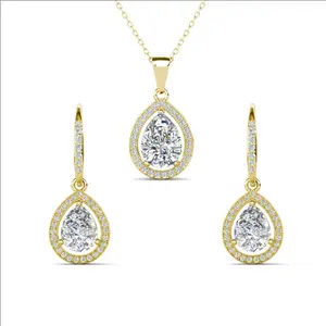 Diamond Simulant Crystal White Necklace &  , Elegant Crystal Jewelry Gift, Cremation Memorial Jewelry with CZ Surround  Diamond Imitation january  birthstone unique trendy design Set   Plated Gold Gemston dutch marquise ring thick studs huggie earring men