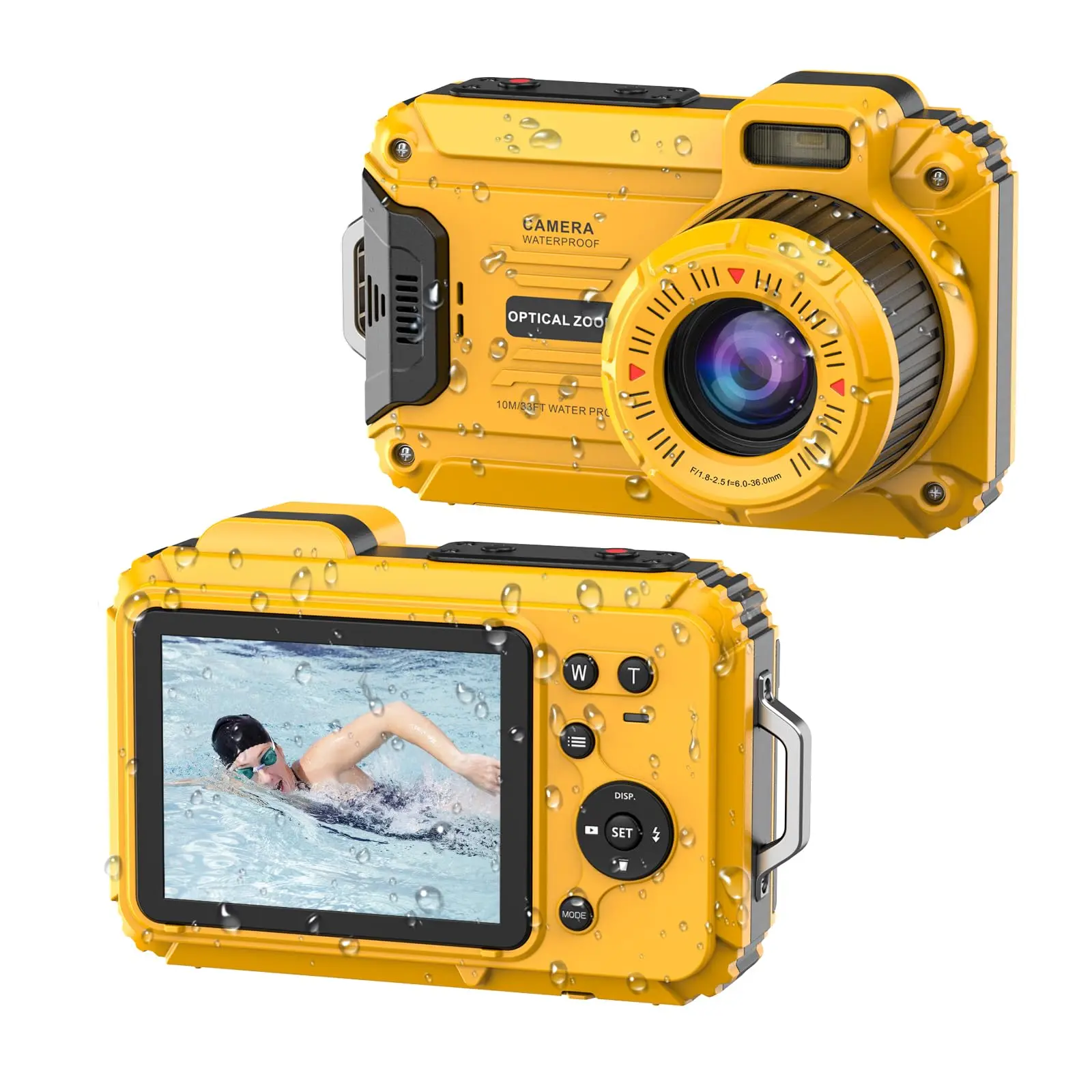 4K 56MP Underwater Camera, 33FT Waterproof Digital Camera with 6X Optical Zoom, 4X Digital Zoom, 2.8 IPS Screen, Anti-Shake Compact Camera for Snorkeling, Swimming & Outdoor Adventures, Includes 32GB Card