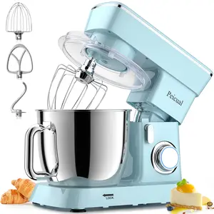 Peicual 6QT Tilt-Head Stand Mixer, 10+ Speed Electric Kitchen Mixer with Stainless Steel Bowl, Dough Hook, Beater & Whisk