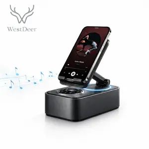Wireless Bluetooth Speaker 5-in-1 Phone Stand with 3000mAh USB Charger Colorful Lights for Tablets iPhones