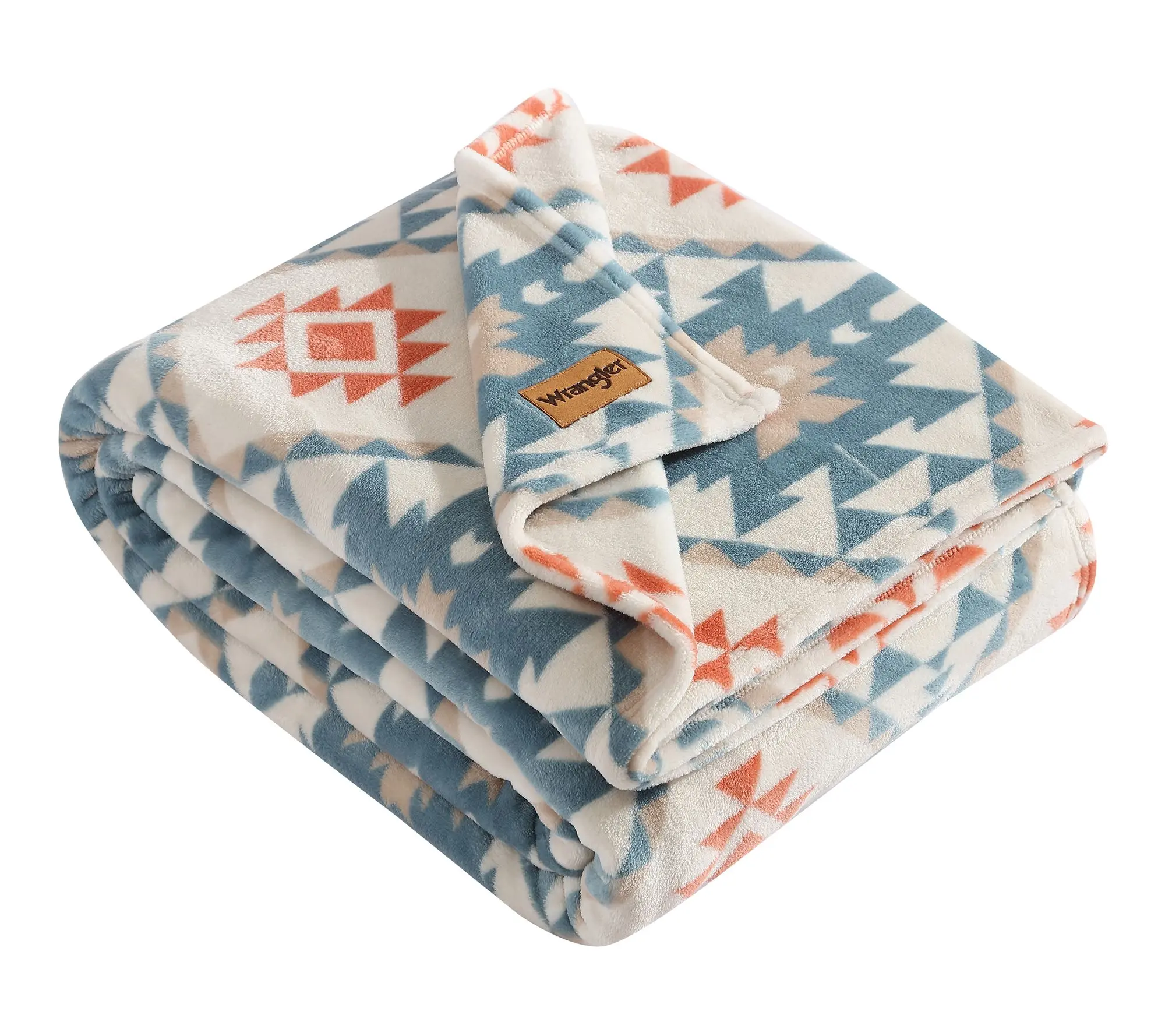 Wrangler Dakota Blue/Orange Plush-Fleece King Blanket Wrangler Dakota Blue/Orange Plush-Fleece King Blanket