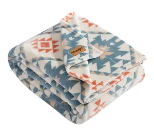 Wrangler Dakota Blue/Orange Plush-Fleece Twin Blanket