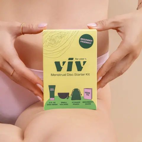 Viv Disc Starter Kit - Beginner Menstrual Disc, 100% Medical-Grade Silicone Reusable Comfort Period Disc with Cleansing Gel Wash and Storage Pouch