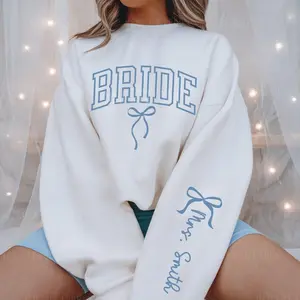 Future Mrs Sweatshirt Personalized Something Blue Gift Engaged Sweatshirt, Getting Ready Bridal Outfit Coquette Wedding Engagement Gift Bride