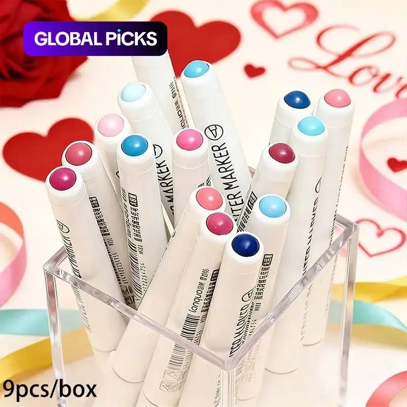 Liquid Acrylic Markers, 9-Count Set, Soft-Tip Art Markers for Painting & Coloring, Students Art Drawing Supplies #GLOBAL PICKS