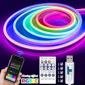 Rgbic Neon Light Strip with Remote Control and APP, 1600 Color Effects, Perfect for Home Party Christmas Decorations