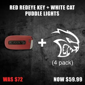 Red REDEYE Key Fob + WHITE CAT Puddle Lights Bundle (4 pack)