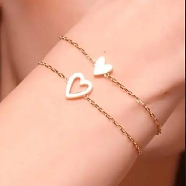 Stainless steel bracelet love hollow pendant bracelet love friendship bracelet two-piece set ladies daily wear gift
