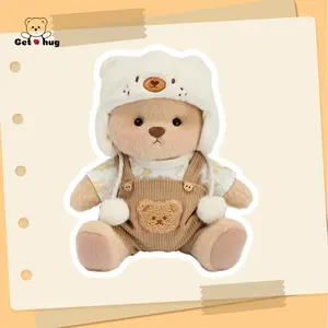 Getahug Dress Up Teddy Bear 12 Inch Plush, Adorable Soft Weighted Stuffed Animal, Interchangeable Outfits Dino, Bee, Elephant & Cozy Hoodie, Collectible Little Gifts for Girls