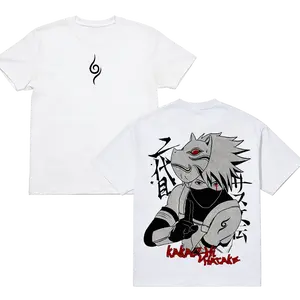 Kakashi Hatake- Naruto Crew Neck Short Sleeve Anime Graphic Double-Printed Cotton T-Shirt Unisex Breathable Streatwear Casual Pure Color Tee