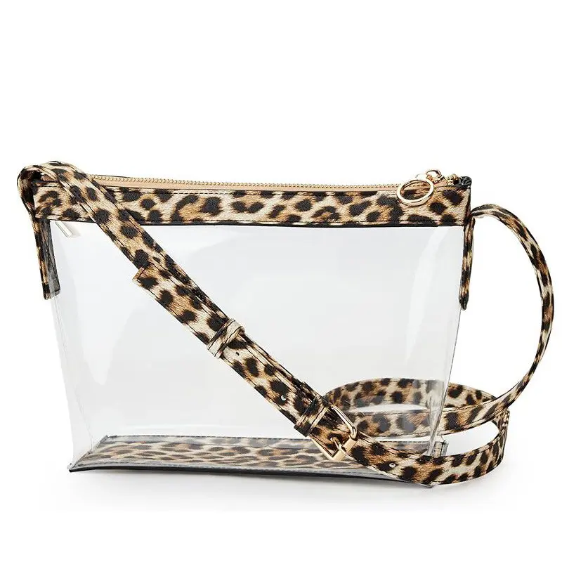 Eco-friendly Transparent PVC Women's Shoulder & Crossbody Bag — Minimalist, Trendy, and Zippered with Leather Trim