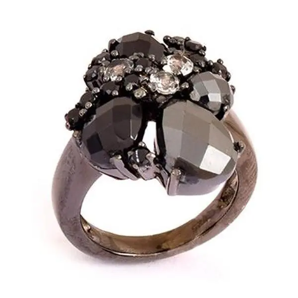 Affinity Gems 6.8 cttw Hematite, Black Spinel &Topaz Ring